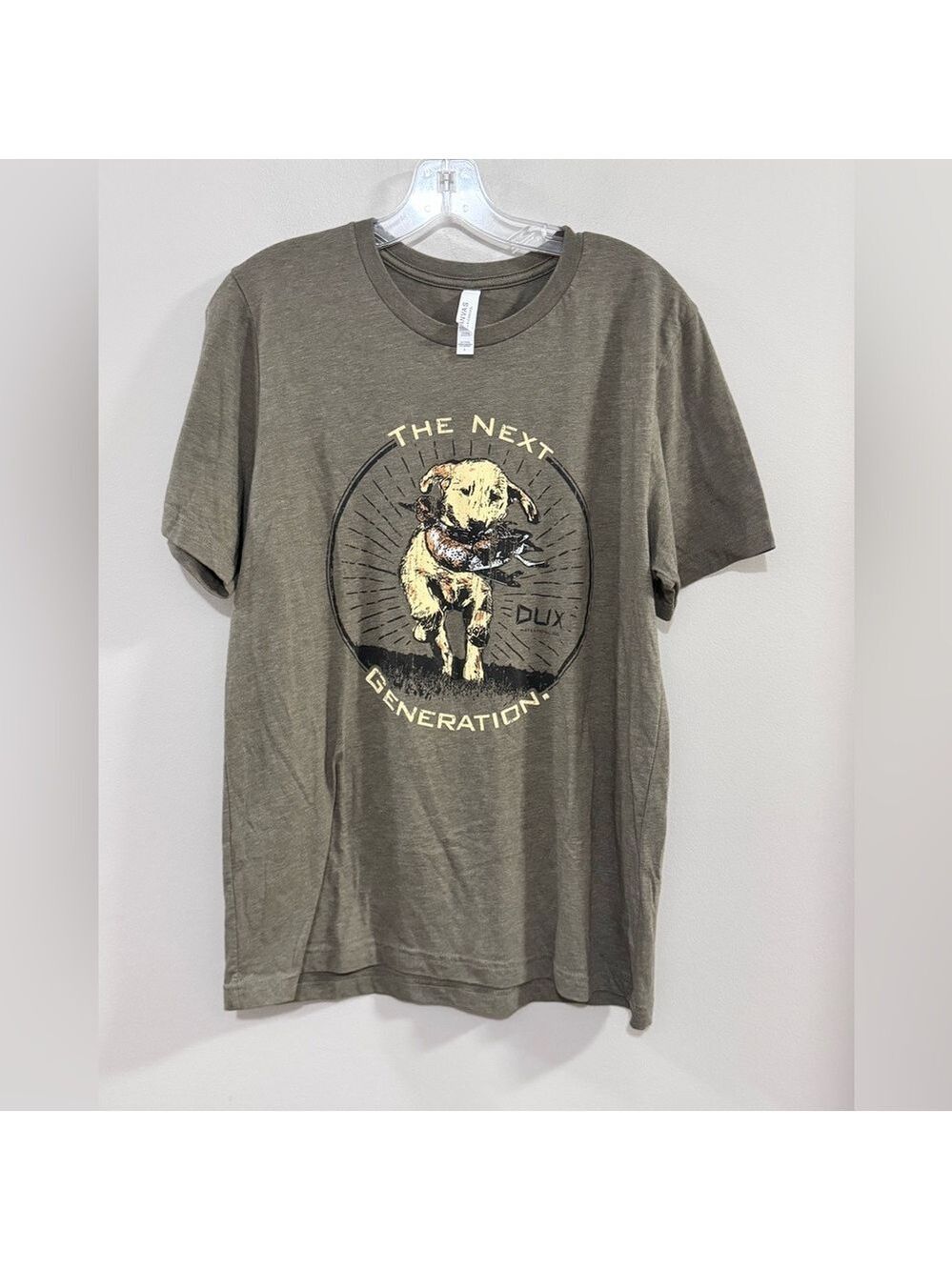 Men's Bella Canvas The Next Generation Dux Waterfowl Dog Graphic Tee. Size L